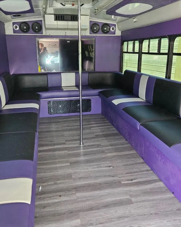 Purple Magic party bus inside view san antonio