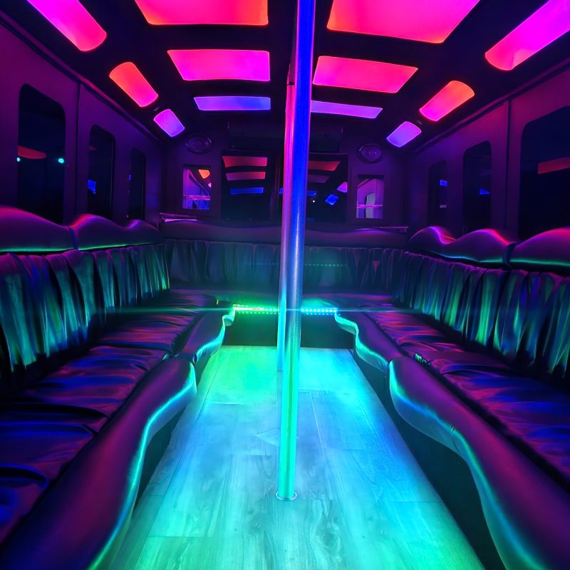 New-Braunfels-party-bus-interior-view-with-pole-for-up-to-20-passengers